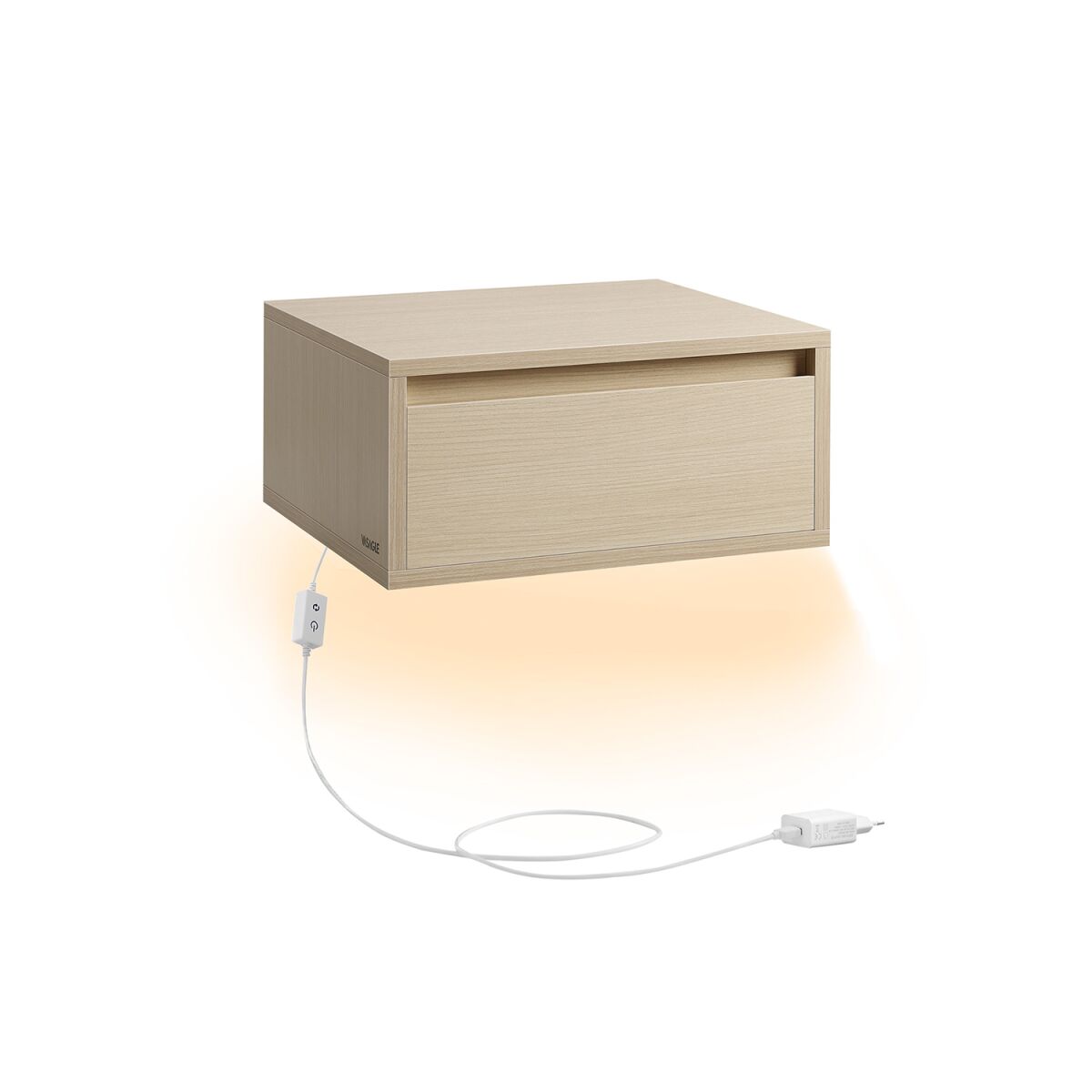 “Suspended Nightstand with Lighting in 3 Natural Beige Colors”