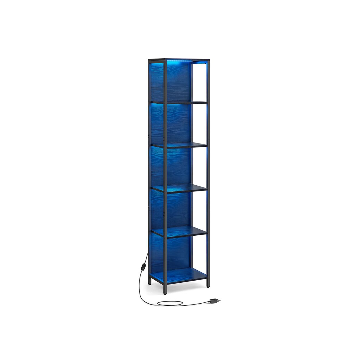 Six-Tier Bookcase with Integrated Lighting, 30.3 x 40 x 178.6 cm