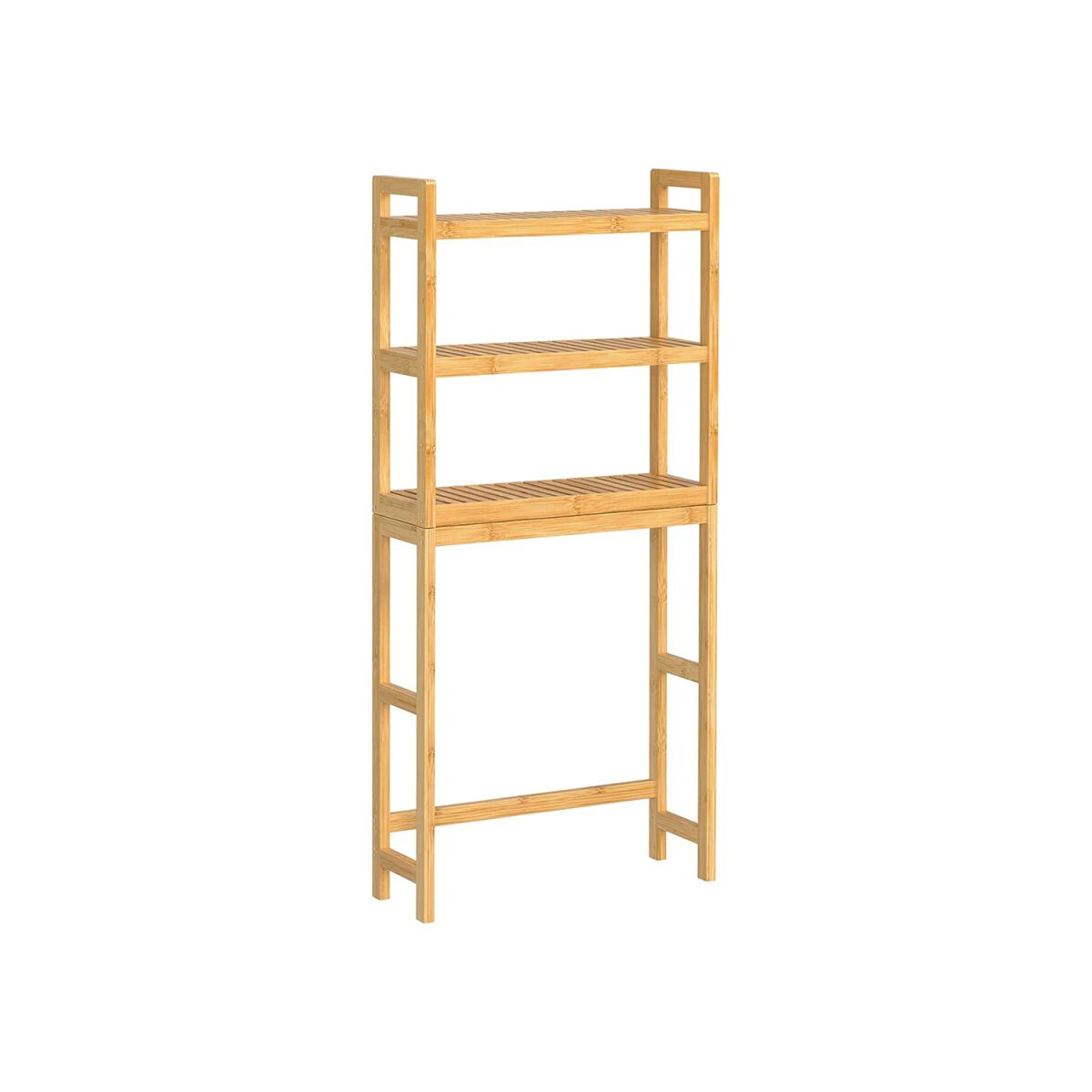 Three-Tier Adjustable Bamboo Toilet Shelf in Natural Finish