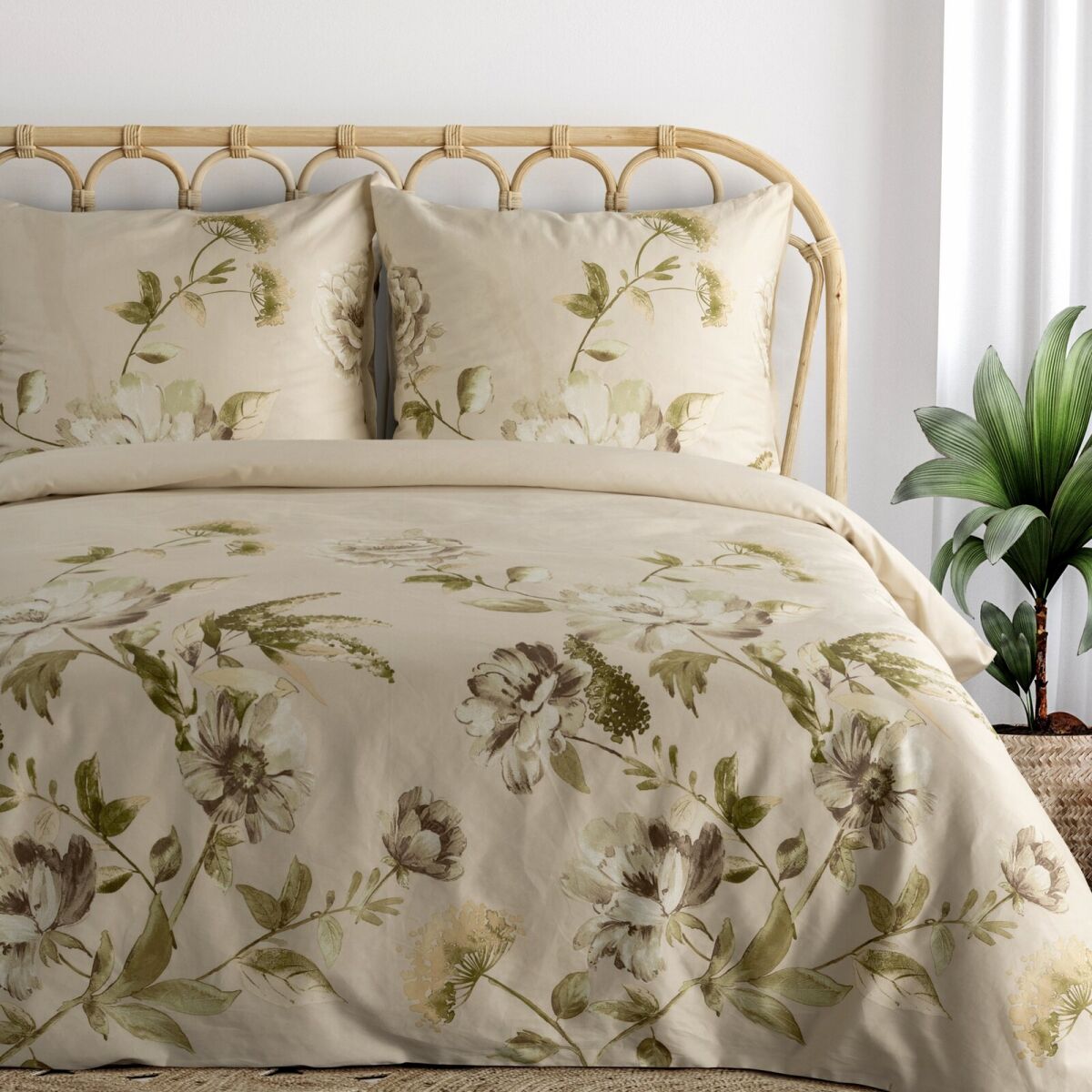 Satin Bedding Set Spring 38 in Beige, 140 x 200 cm