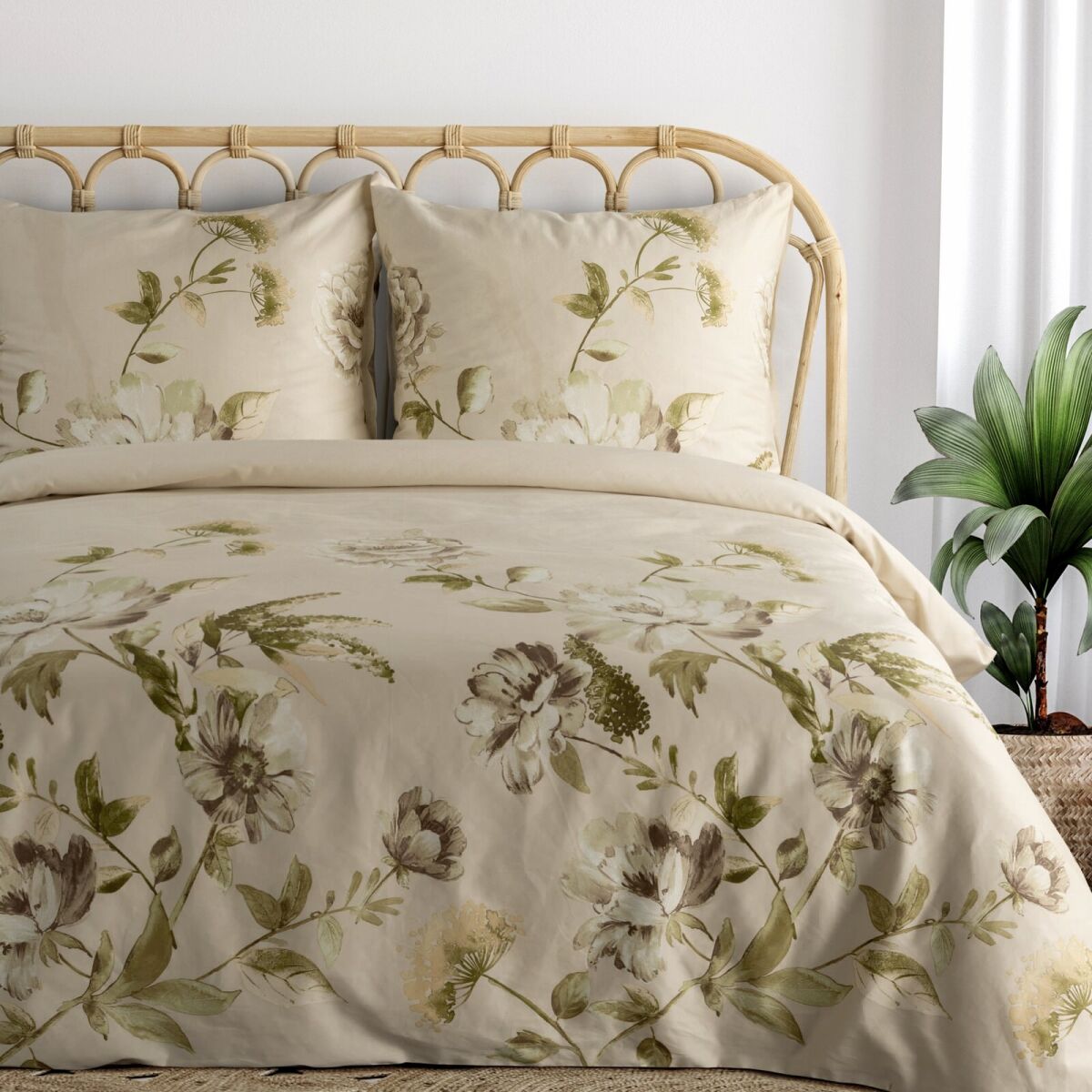 Satin Bedding Set Spring 38 in Beige, 220 x 200 cm