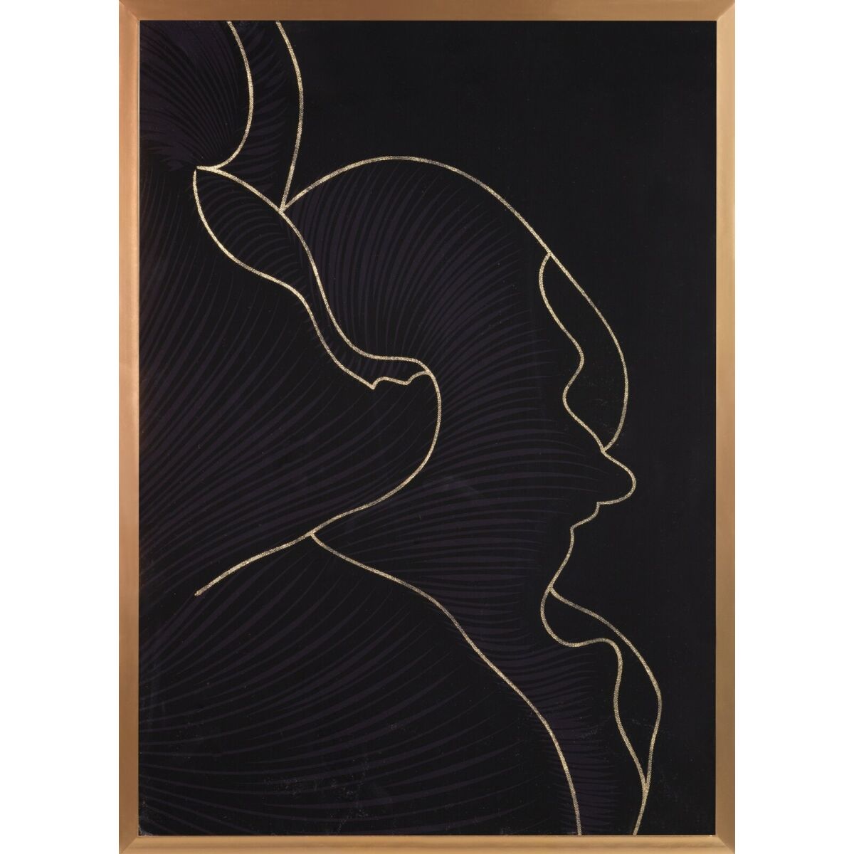 Lõuendimaal Kuldse Prindiga, Raamitud, Must, 53 cm x 73 cm, Lõuend/MDF/Plastik